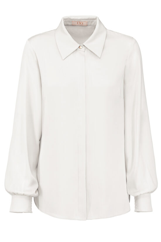 SOLID SILK Klassische Hemdbluse off white