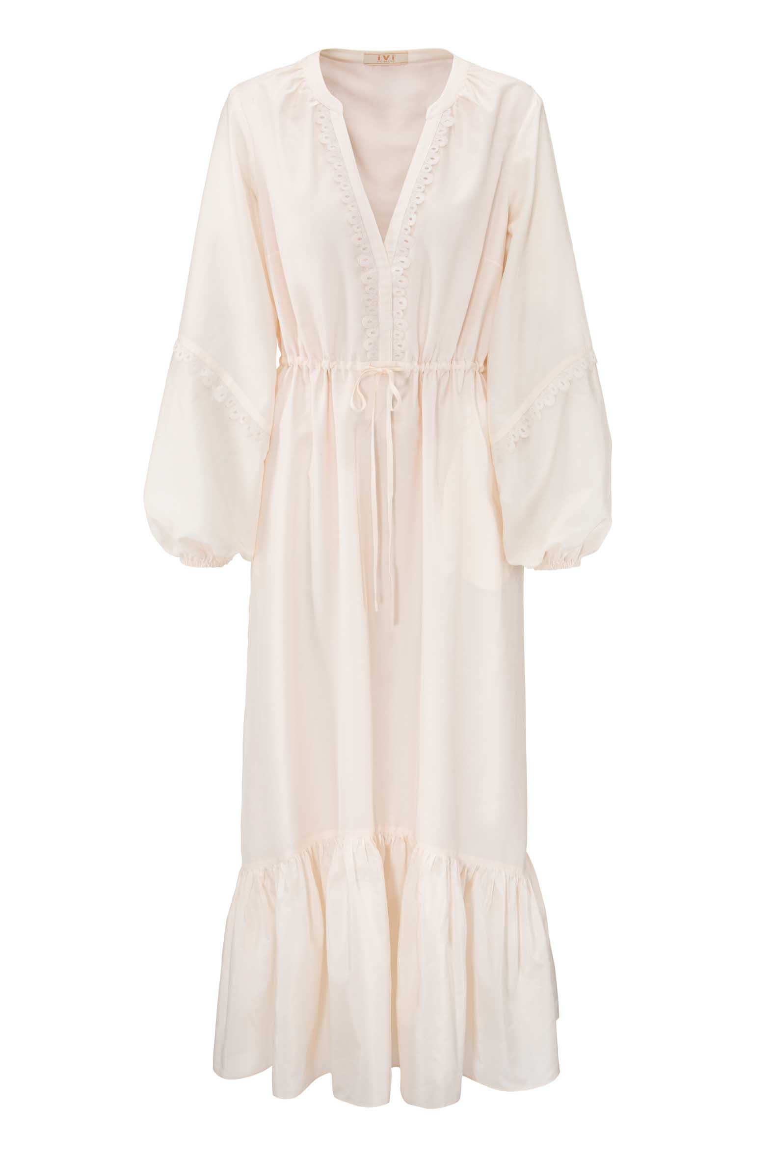 COTTON SILK_26203094-ivory Produktbild: COTTON SILK langes Sommerkleid aus edlem Baumwoll-Seiden-Voile mit leichtem Glanz in ivory.