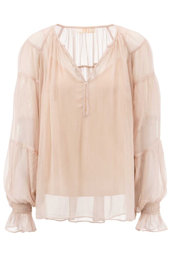 Produktbild: FANCY CRINKLE transparente Bluse mit Top in light sand.