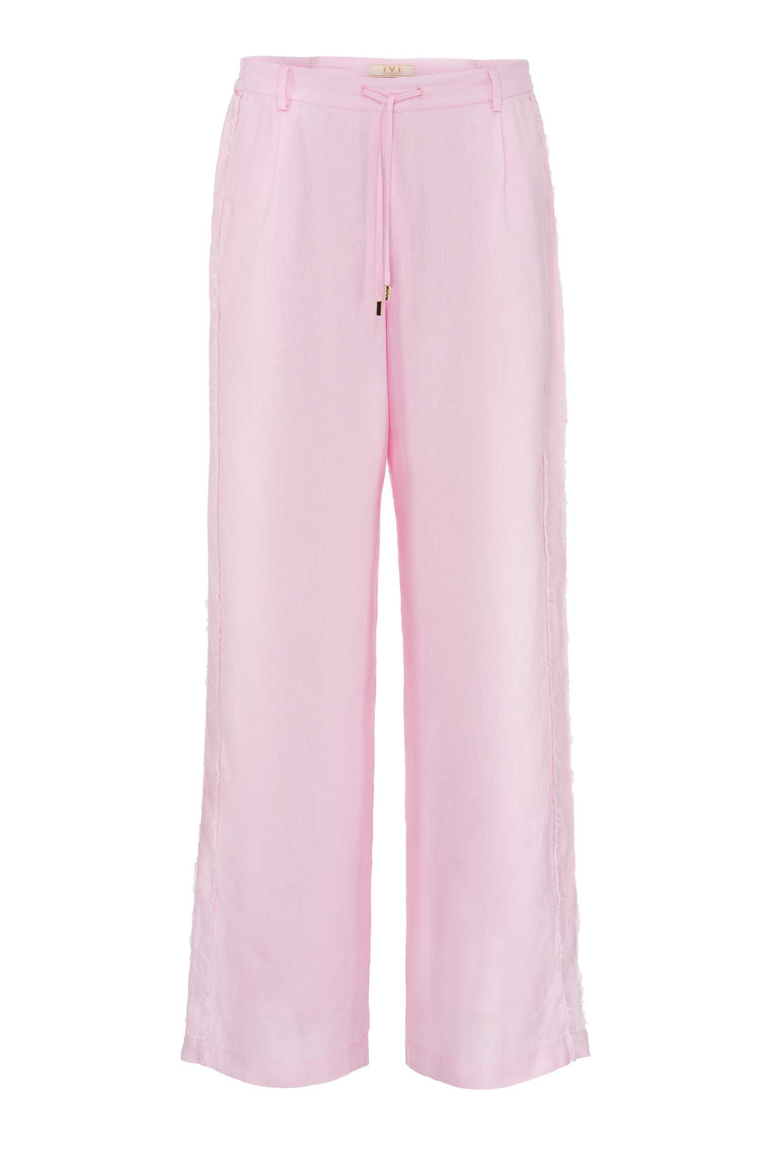 SOLID-LINEN_26205096_pants_bright rose Produktbild: SOLID LINEN Leinenhose mit weitem Bein in rosa.