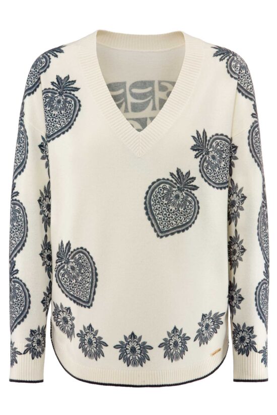 Produktbild: STRAWBERRY BLUE Pullover mit Erdbeerprint in blau.
